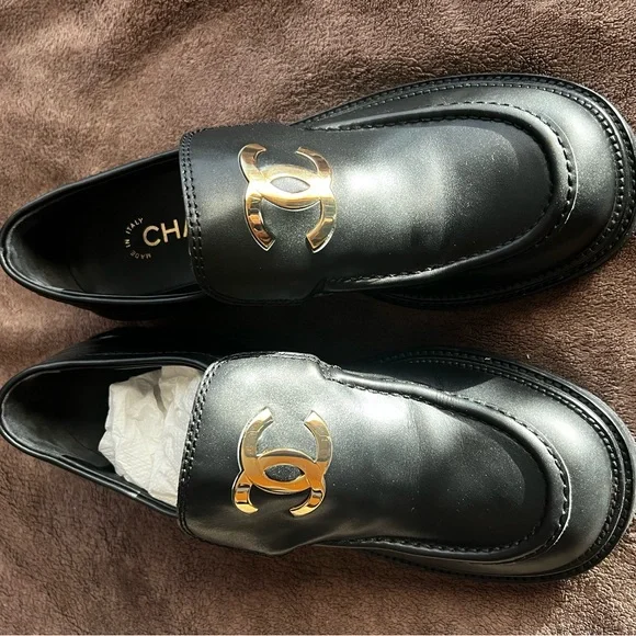 CHANEL LOAFERS BLOCK SHOES CC LOGO - Picture 8 of 16